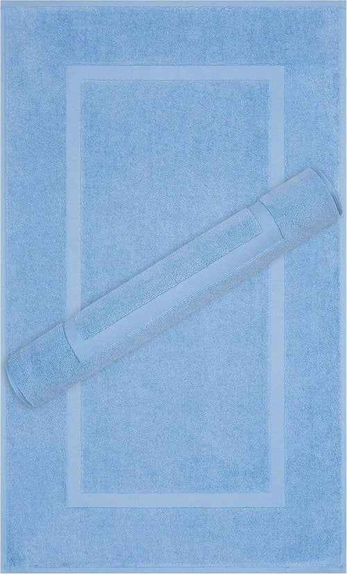 Cotton Paradise 100% Cotton Bath Mats - Soft, Absorbent, Quick-Dry Set of 2 | Sky Blue, 20x34 Inches