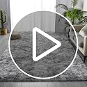 Tie-Dyed Light Grey Shag Area Rug 6 x 9 ft - Soft Faux Fur Bedroom Carpet