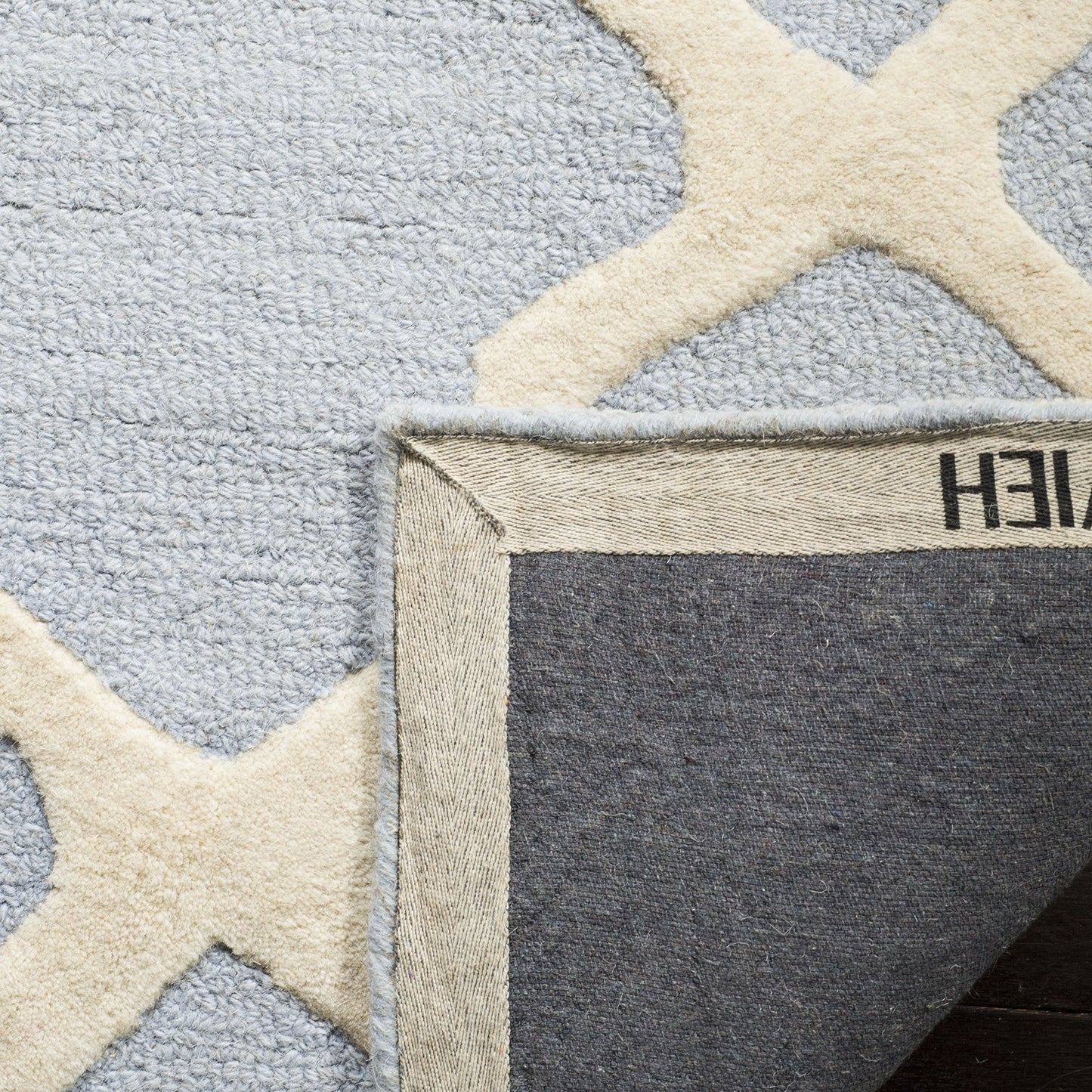 SAFAVIEH Cambridge Collection 3' x 5' Light Blue/Ivory CAM121A Handmade Trellis Premium Wool Area Rug