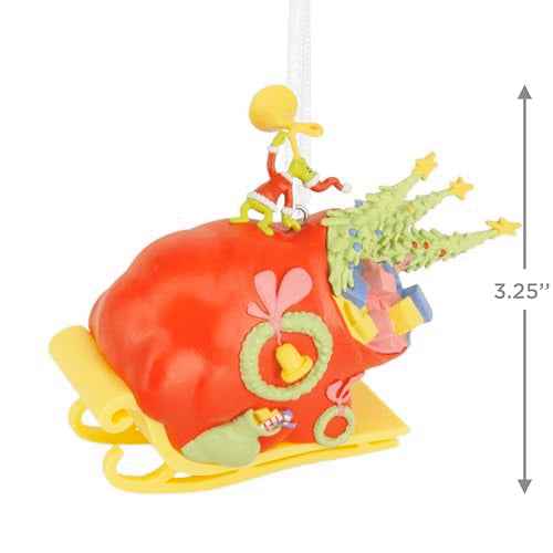 Hallmark Dr. Seuss's How The Grinch Stole Christmas! Grinch on Sleigh Christmas Ornament, Christmas Movie Gifts