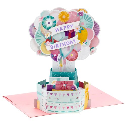 Hallmark Paper Wonder Pop Up Birthday Card for Women (Flower Balloons)