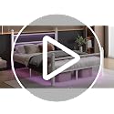 Full Size Bed Frame with Headboard Footboard Steel Slats USB Charging White