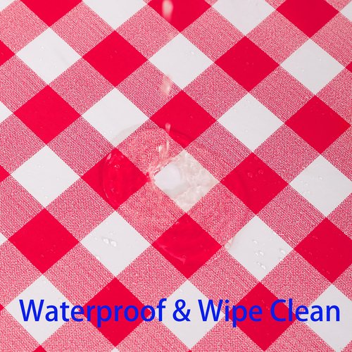 Heavy Duty Vinyl Tablecloth with Flannel Backing Waterproof Oil-Proof Plastic Table Cloth Stain-Resistant Wipeable Rectangle or Square Table Cover for Indoor and Outdoor (Red Checkered, 54x54 Inch)