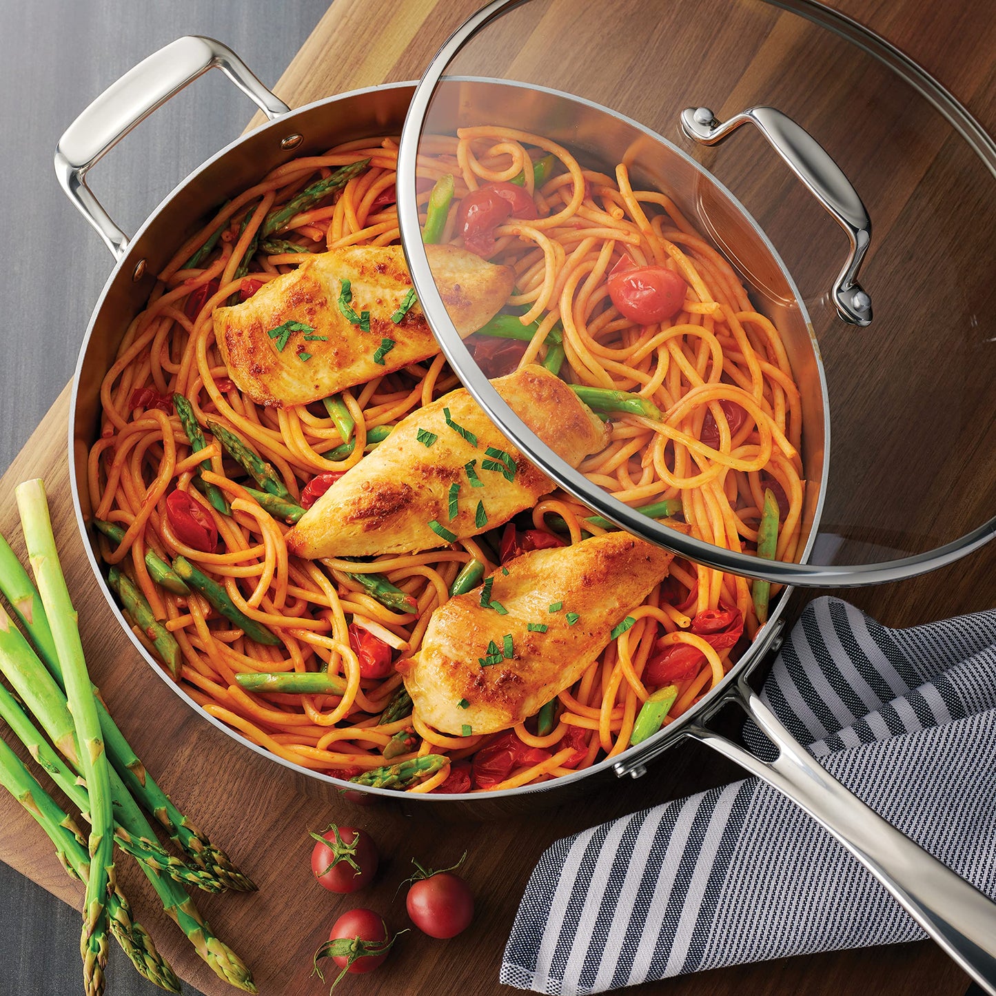 Tramontina Tri-Ply Clad Stainless Steel 10-Piece Cookware Set with Glass Lids, Pots and Pans Kitchen Set, Induction-Ready, Dishwasher-Safe, NSF-Certified