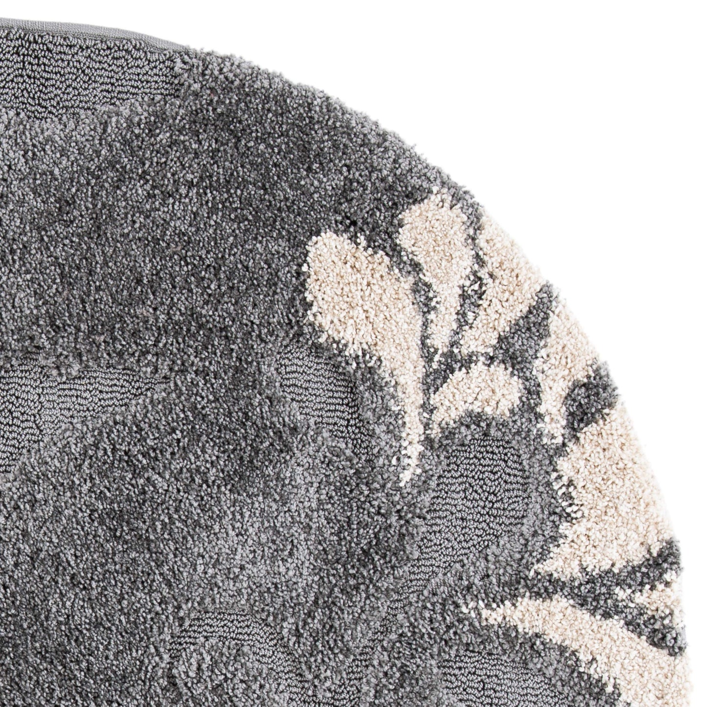 SAFAVIEH Florida Shag Collection 4' Round Grey/Beige SG459 Floral Non-Shedding Living Room Bedroom Dining Room Entryway Plush 1.2-inch Thick Area Rug