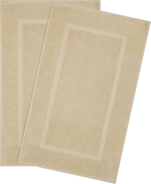 Cotton Paradise 100% Cotton Bath Mats - Soft, Absorbent, Quick-Dry Set of 2 | 20x34 Inches, Beige