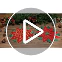 Ganeen 12 Pcs Christmas Poinsettia Placemats Set Embroidered Red
