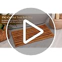 Realgulf 21x14 Inch Teak Shower Mat Non-Slip Solid Wood Bath Mat Foldable