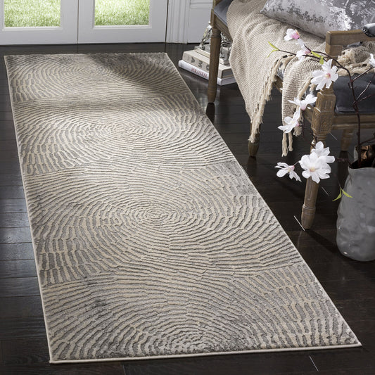 SAFAVIEH Meadow Collection 2'7" x 6'0" Taupe MDW343E Modern Abstract Non-Shedding Living Room Bedroom Runner Rug