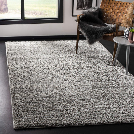 SAFAVIEH Arizona Shag Collection Accent Rug - 4' x 6', Brown & Ivory, Moroccan Design, Non-Shedding & Easy Care, 1.6-inch Thick Ideal for High Traffic Areas in Entryway, Living Room, Bedroom (ASG741B)