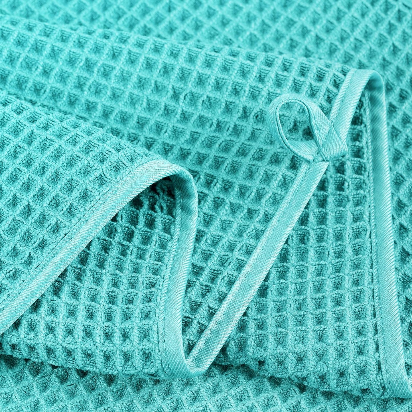 POLYTE Oversize Bath Towel Set - 6 Piece Quick Dry Microfiber, Lint Free | Waffle Weave, 430 GSM