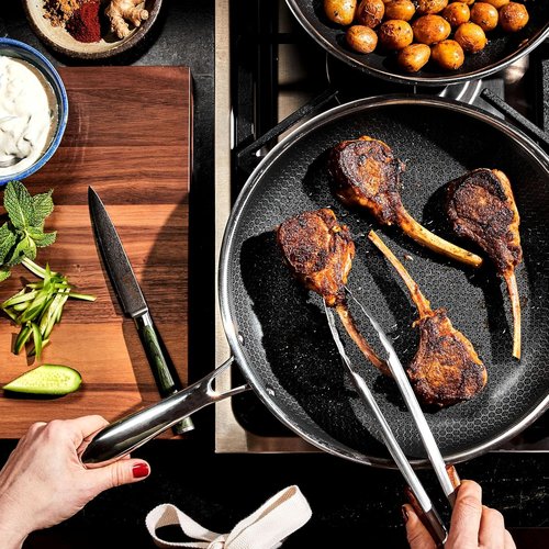 HexClad Hybrid Nonstick 12-Inch Frying Pan - Stay-Cool Handle, Dishwasher Safe & Oven Safe Up to 900°F