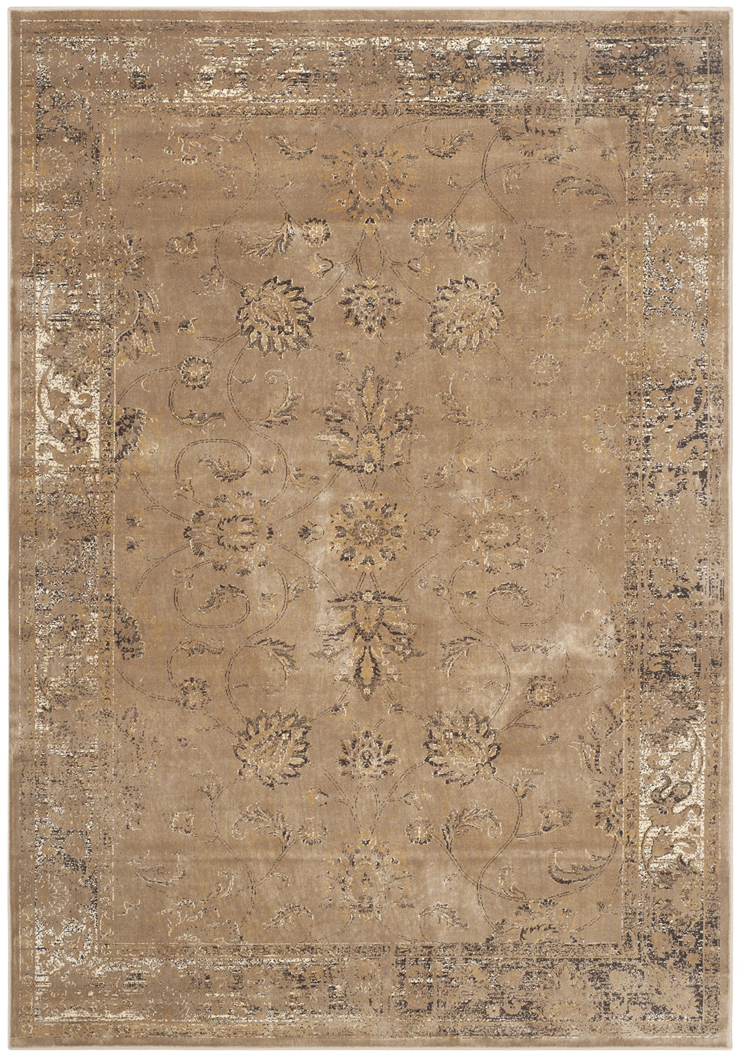 SAFAVIEH Vintage Collection Accent Rug - 3'3" x 5'7", Taupe, Oriental Distressed Viscose Design, Ideal for High Traffic Areas in Entryway, Living Room, Bedroom (VTG117-1662)