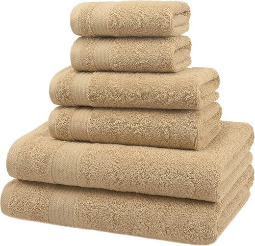 American Veteran Towel - 6-Piece 100% Cotton Turkish Bathroom Towel Set | Beige, Soft & Absorbent