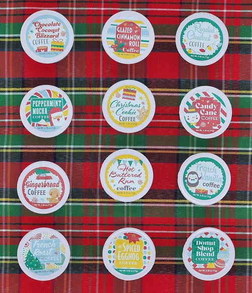 Holiday Coffee Advent Calendar Gift Set - 24 Premium Single-Serve 100% Arabica Holiday Flavored Coffees