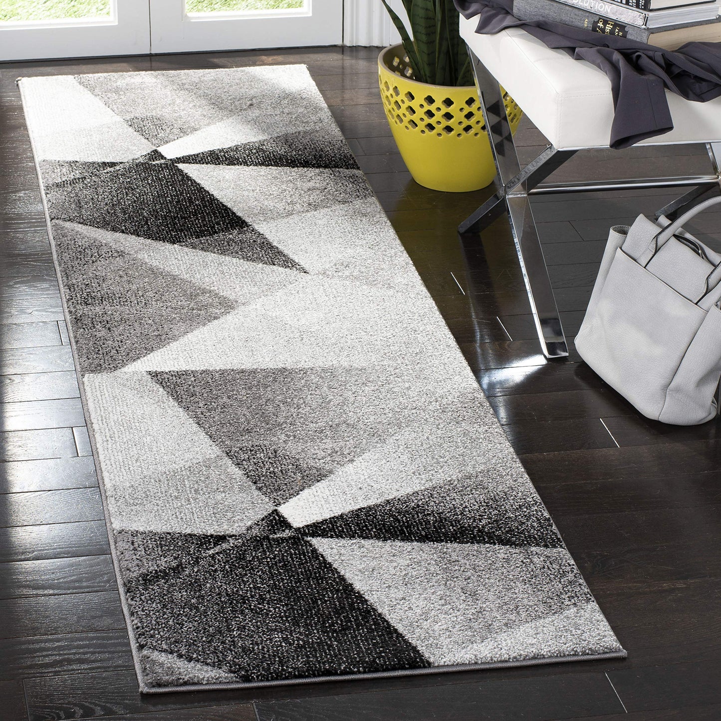 SAFAVIEH Porcello Collection Runner Rug - 2'3" x 8', Light Grey & Charcoal, Modern Abstract Design, Non-Shedding & Easy Care, Ideal for High Traffic Areas in Living Room, Bedroom (PRL6939D)