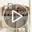 Black 29-Inch Wall Mount Coat Rack with Shelf & 11 Hooks - Entryway Organizer
