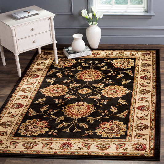 SAFAVIEH Lyndhurst Collection Accent Rug - 3'3" x 5'3", Black & Ivory, Oriental Design, Non-Shedding & Easy Care, Ideal for High Traffic Areas in Entryway, Living Room, Bedroom (LNH555-9012)