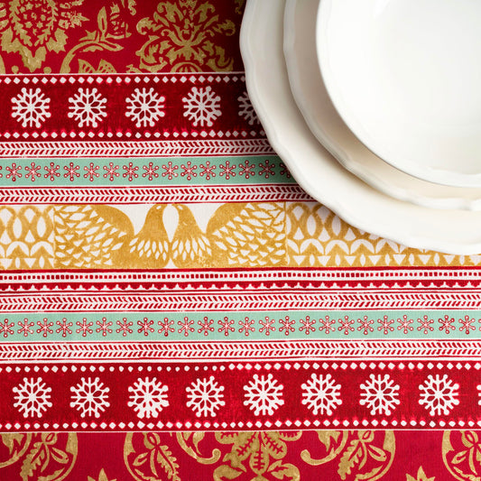 Maison d' Hermine Table Cloth Square Table 100% Cotton 54 x 54 Inches Fall Tablecloth Reusable Everyday Use for Thanksgiving Christmas Decorations Dining Farmhouse Party (Sofia)