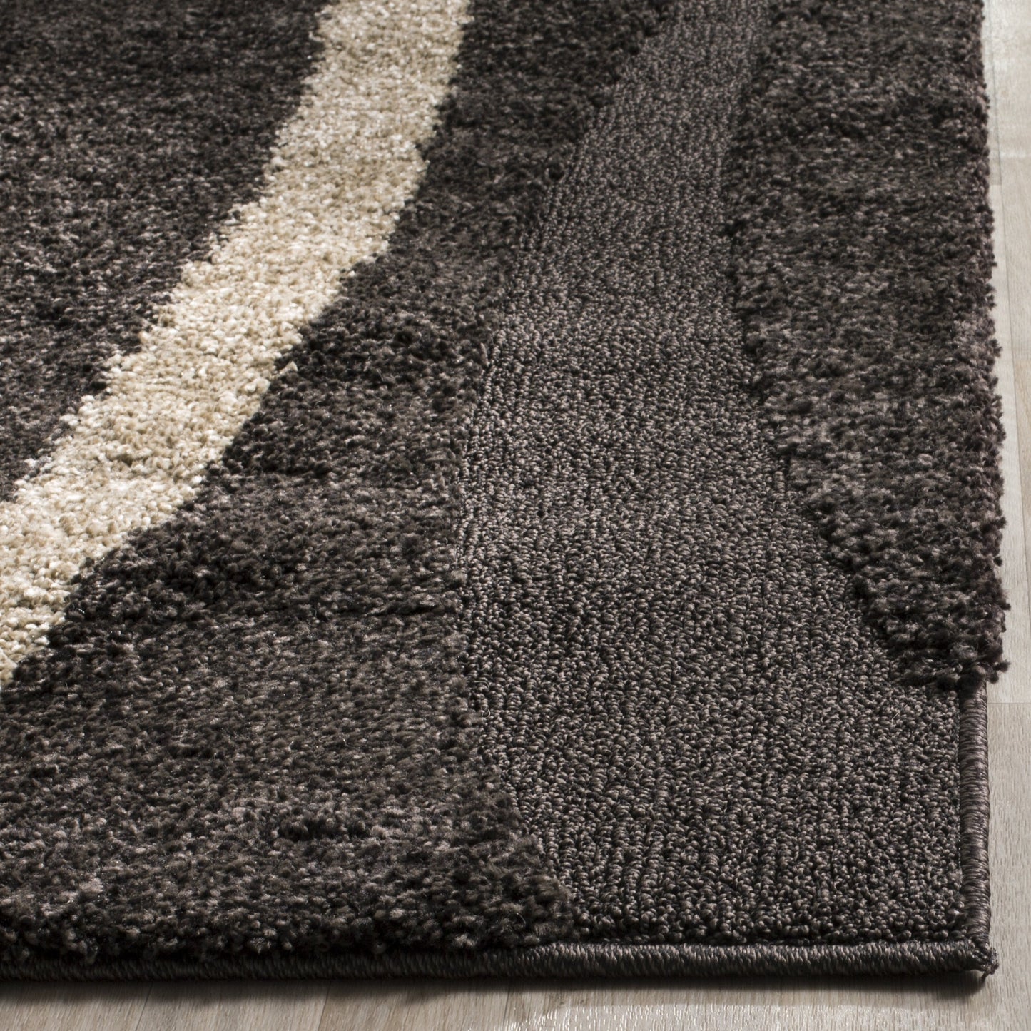 SAFAVIEH Florida Shag Collection Runner Rug - 2'3" x 8', Dark Brown & Beige, Stripe Design, Non-Shedding & Easy Care, 1.2-inch Thick Ideal for High Traffic Areas in Living Room, Bedroom (SG451-2813)