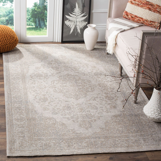 SAFAVIEH Classic Vintage Collection Accent Rug - 3' x 5', Beige, Oriental Medallion Cotton Design, Easy Care, Ideal for High Traffic Areas in Entryway, Living Room, Bedroom (CLV121A)
