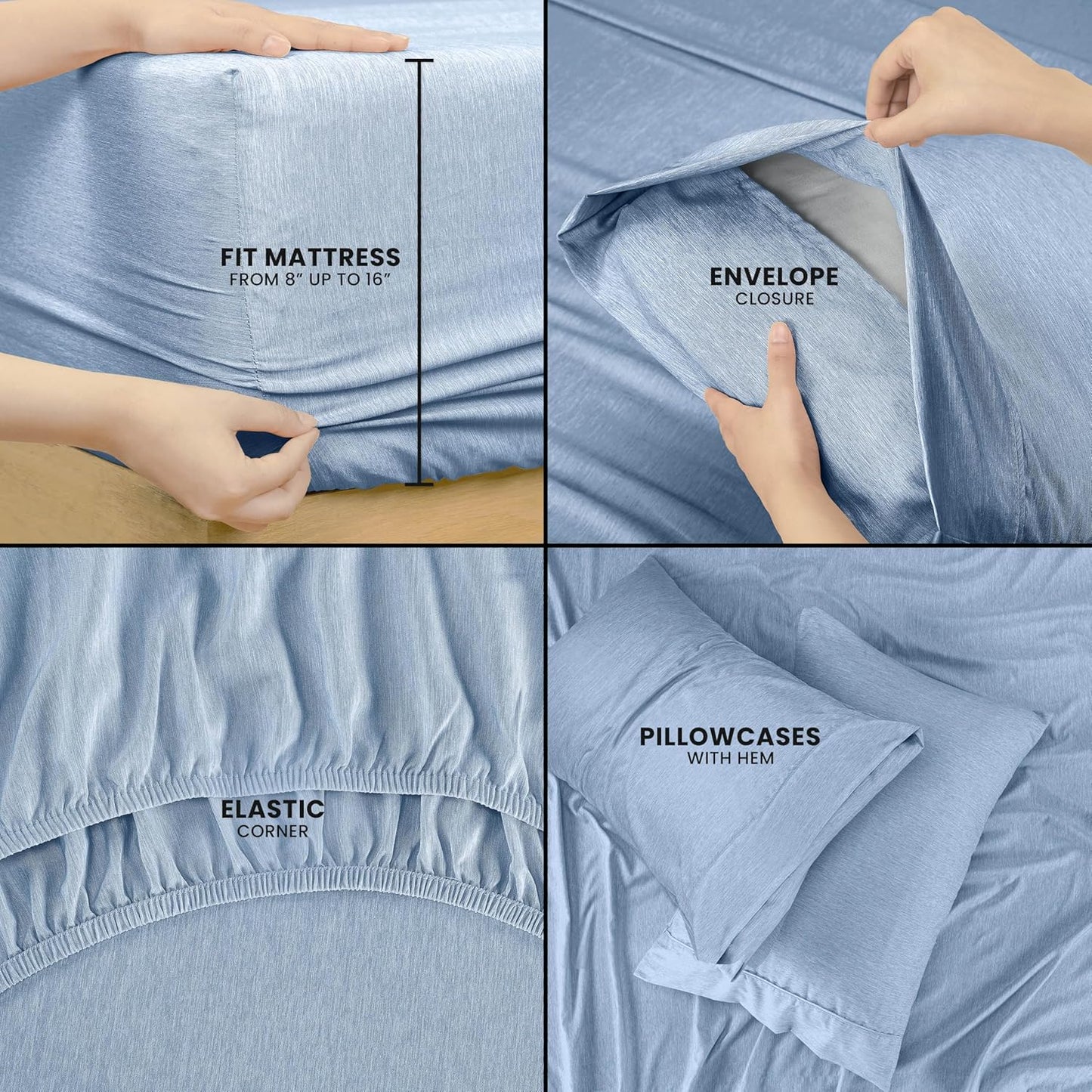 Utopia Bedding California King Sheet Set - Soft, Breathable Microfiber, 4-Piece in Heather Navy