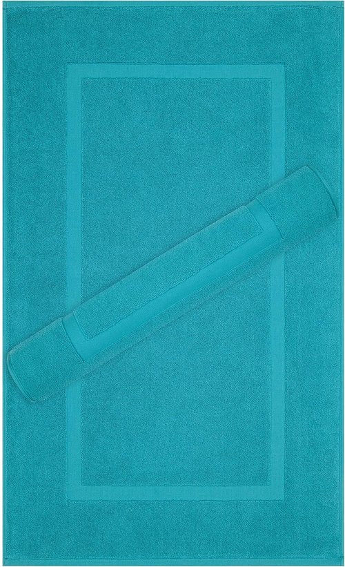 Cotton Paradise 100% Cotton Bath Mats - Soft, Absorbent & Washable | Set of 2, Aqua 20x34 Inches