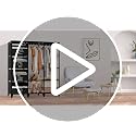 Jofuler Black 50 Inch Portable Closet Wardrobe with 4 Baskets & 2 Hanging Rods