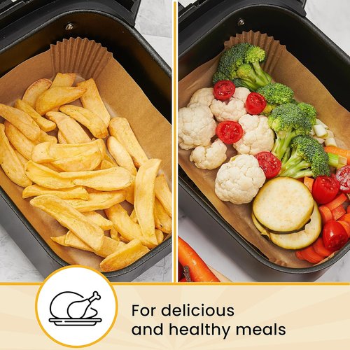 Baker's Signature Air Fryer Liners - 125 Pcs Non-Stick Parchment Paper for Ninja Foodi & Instant Pot Vortex Plus