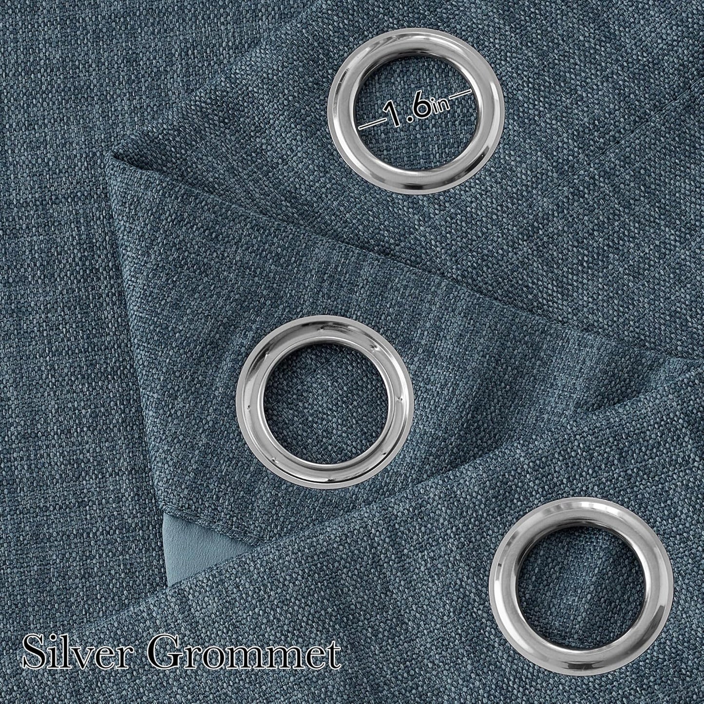 NICETOWN Faux Linen Blackout Curtains - Mist Blue Privacy Panels for Living Room & Bedroom | 63 Inches Long, 2 Panels
