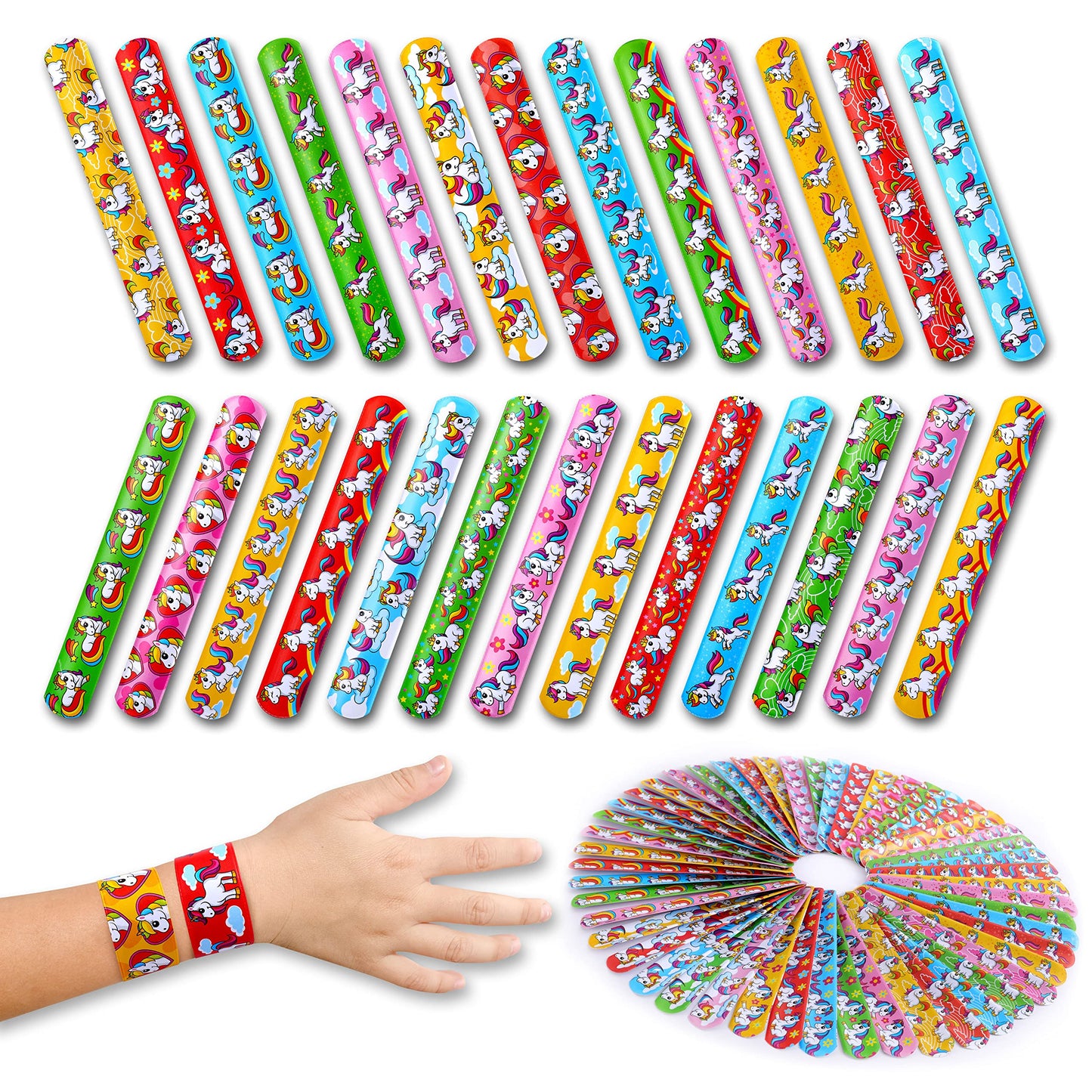 Giraffe 50 Pack Unicorn Slap Bracelets for Kids - Easter Eggs Fillers for Goody Bag - Easter Eggs Stuffers Bulk - Easters Basket Stuffers for kids Party Favors
