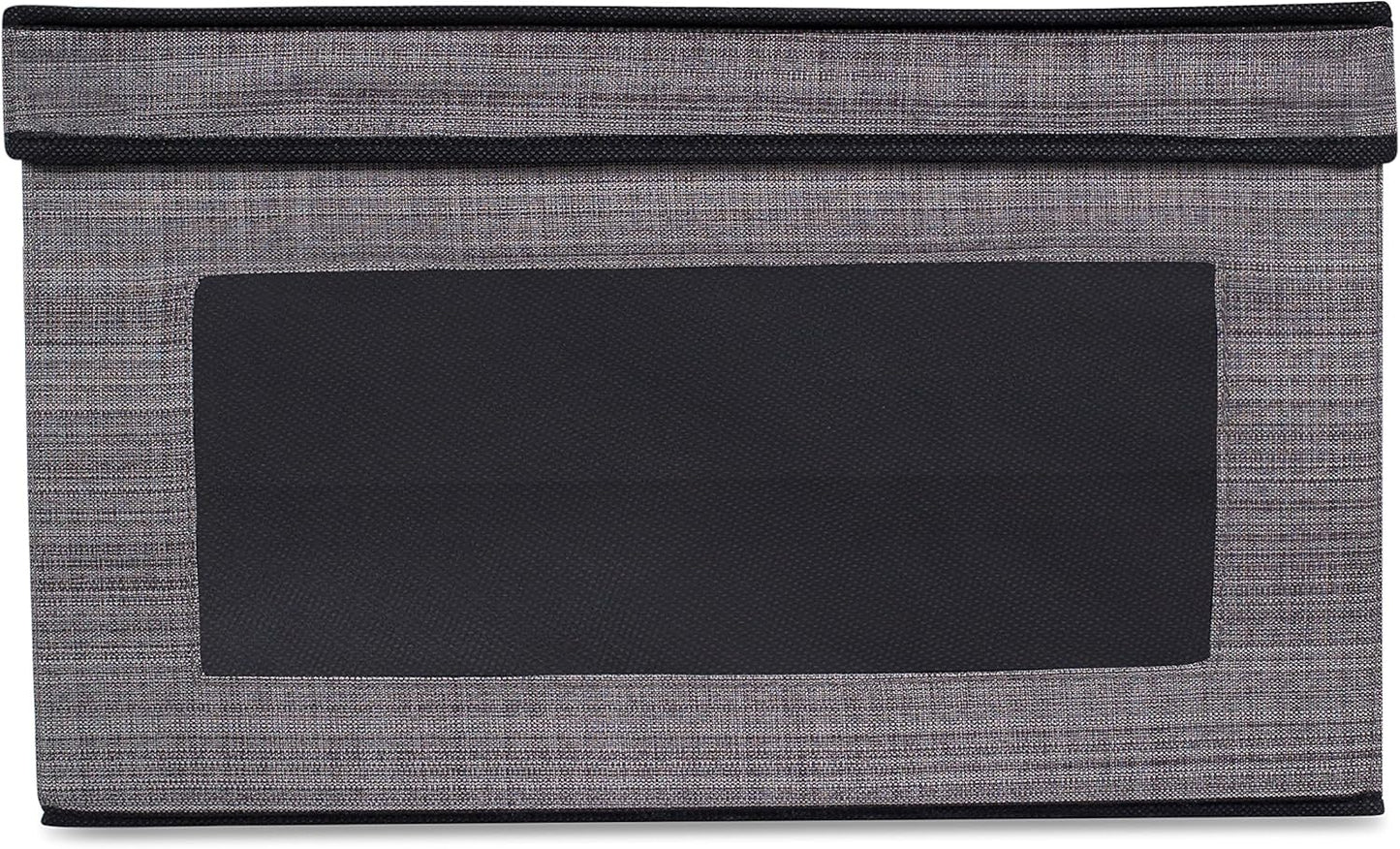 Durable Grey Storage Box with Window - Versatile Organizer Bin for Clothes & Toys