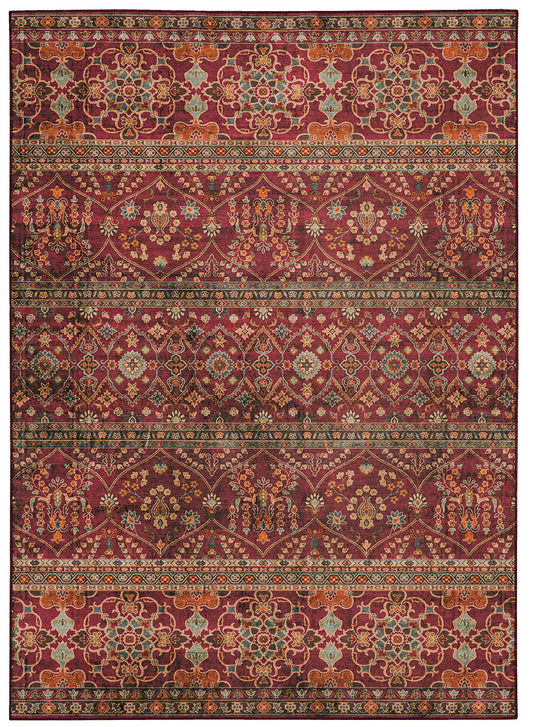 Linon Home Decor Products The Anywhere Washable Rug Yarit Garnet & Ivory 3' X 5' Accent Rug