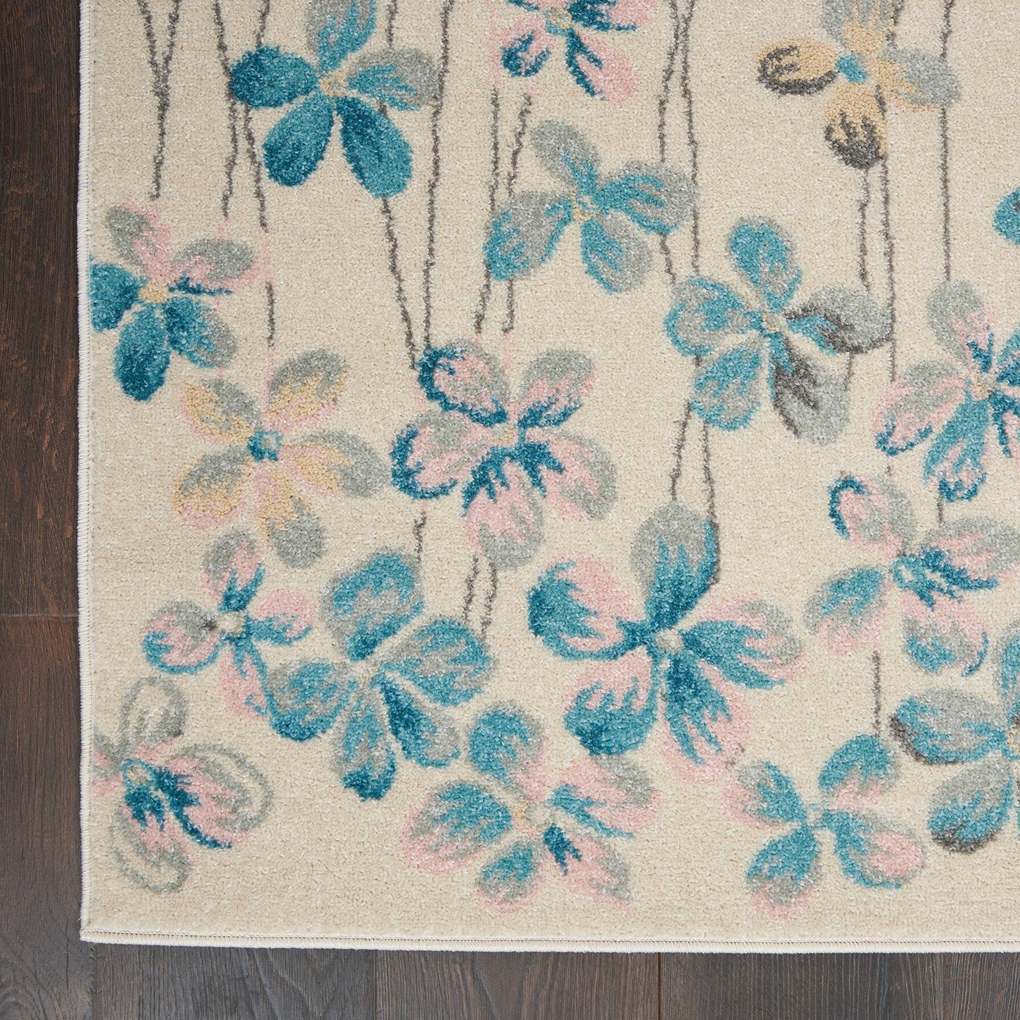 Nourison Tranquil Floral Ivory 5'3" x 7'3" Area -Rug, Easy -Cleaning, Non Shedding, Bed Room, Living Room, Dining Room, Kitchen (5x7)