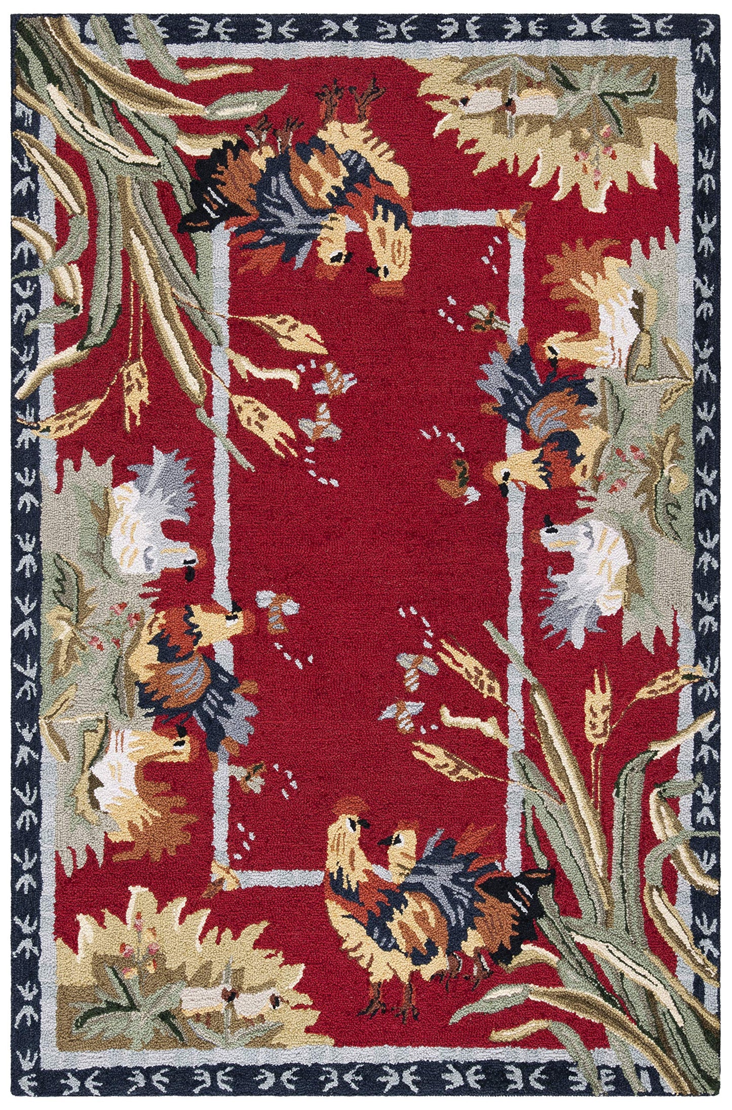 SAFAVIEH Chelsea Collection Accent Rug - 2'9" x 4'9", Burgundy, Hand-Hooked French Country Wool, Ideal for High Traffic Areas in Entryway, Living Room, Bedroom (HK56C)