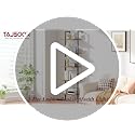 Wall Mounted Ladder Bookshelf with Light - Rustic Brown, 5 Tiers