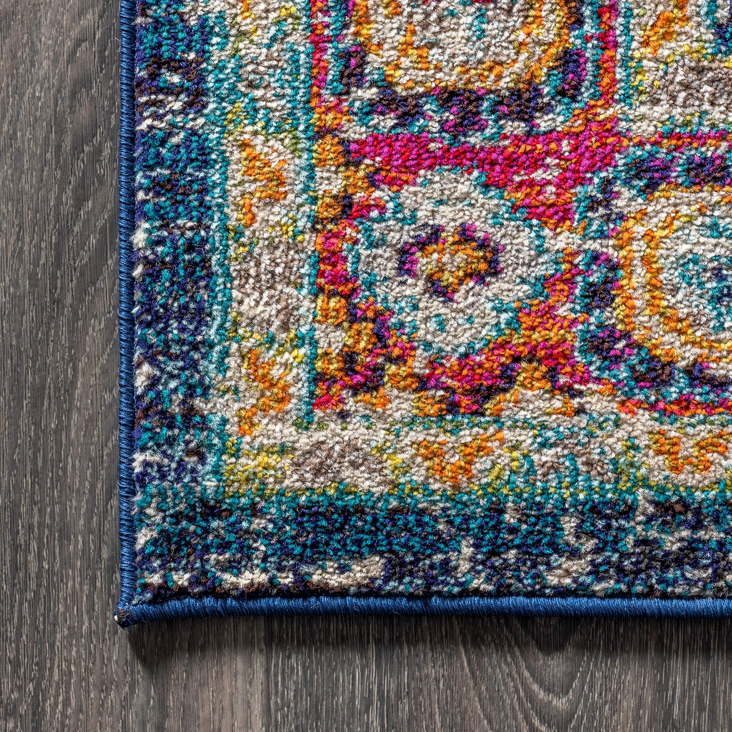 JONATHAN Y BMF100B-4 Bohemian Flair Boho Vintage Traditional Medallion Indoor Area-Rug Floral Easy-Cleaning High Traffic Bedroom Kitchen Living Room Non Shedding, 4 ft x 6 ft, Navy/Red