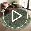 6'x9' Green Washable Vintage Distressed Floral Rug for Living Room - Zeeinx