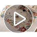 6ft Round Washable Beige Boho Area Rug with Embroidery-Inspired Floral Texture