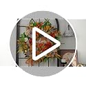 NaturaWre 24 Inch Fall Wreath with Welcome Sign & Leopard Ribbon - Autumn Front Door Decor
