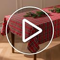 LOSIVISHE Christmas Plaid 144" x 60" Waterproof Tablecloth - Red Check Holiday Table Cover