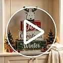 Elk Reindeer Christmas Wooden Tiered Tray Decor with Joy Winter Sign - Rustic Farmhouse Holiday Tabletop Display