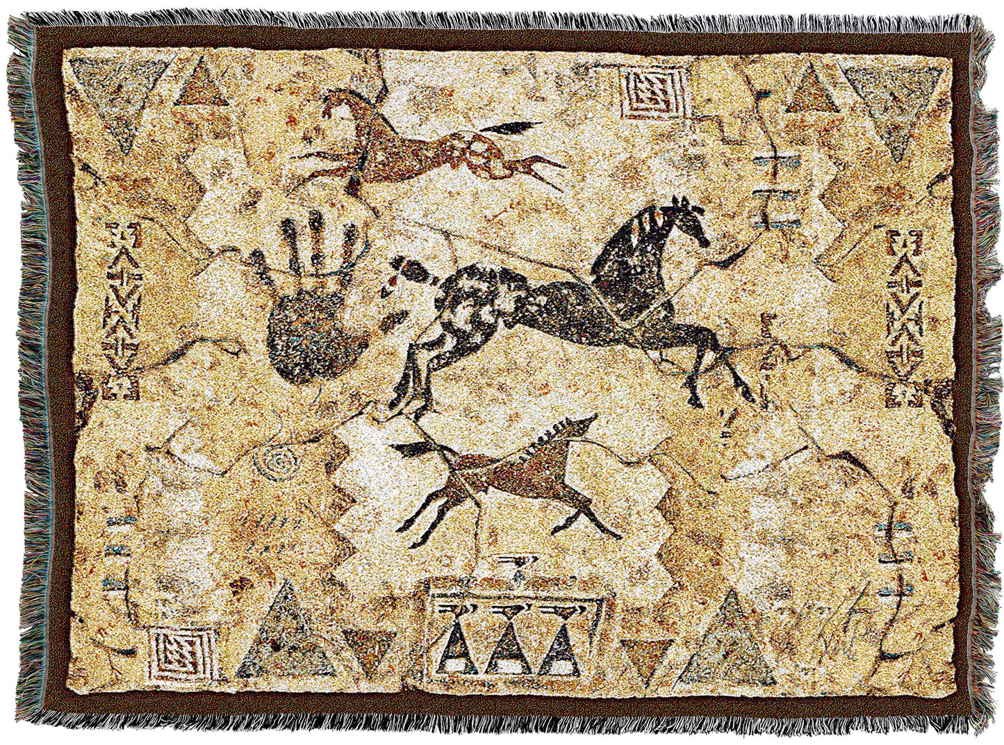Pure Country Weavers Tlalocs Tribe Blanket by Cecilia Henle - Southwest Cave Rock Art - Gift Tapestry Throw Woven from Cotton - Made in The USA (72x54)