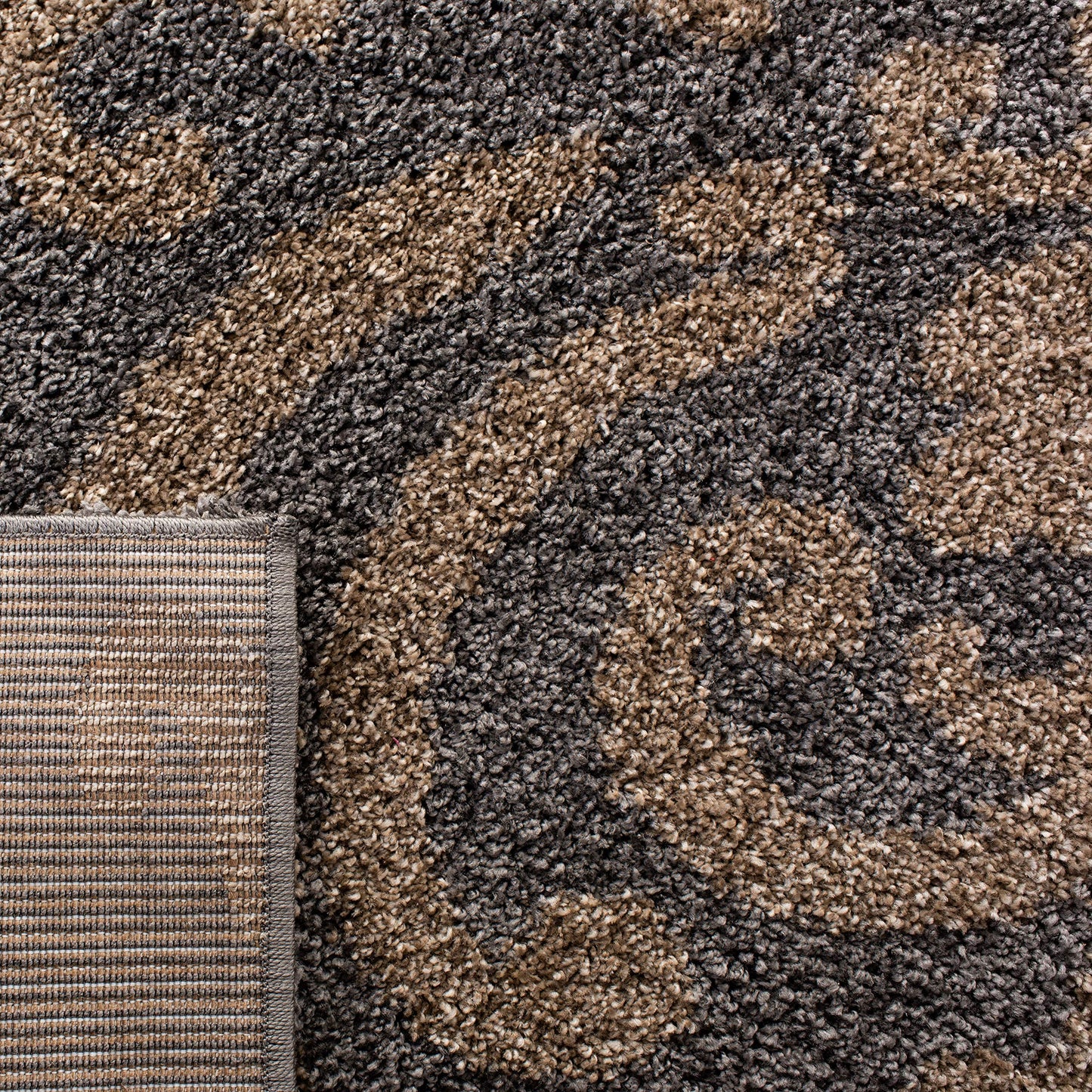 SAFAVIEH Florida Shag Collection Accent Rug - 3'3" x 5'3", Grey & Beige, Damask, Non-Shedding & Easy Care, 1.2-inch Thick Ideal for High Traffic Areas in Foyer, Living Room, Bedroom (SG462-8013)