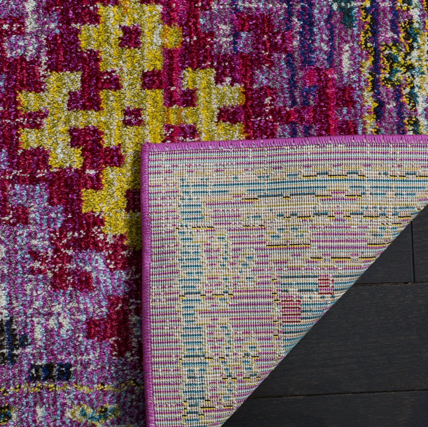 SAFAVIEH Monaco Collection Accent Rug - 4' x 5'7", Purple & Multi, Boho Diamond Trellis Design, Non-Shedding & Easy Care, Ideal for High Traffic Areas in Entryway, Living Room, Bedroom (MNC244P)